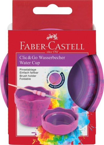 Rechizite școlare - Cutie apa Click and Go Unicorni roz marmorat Faber-Castell