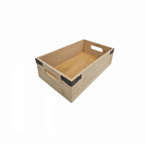 Cutii de bijuterii și lemn - Cutie bambus medie cu feronerie metalica 27 x 17 x 8.5 cm