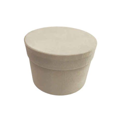 Cutii pentru cadouri - Cutie cadou rotunda 9 cm crem cu finisaj catifelat