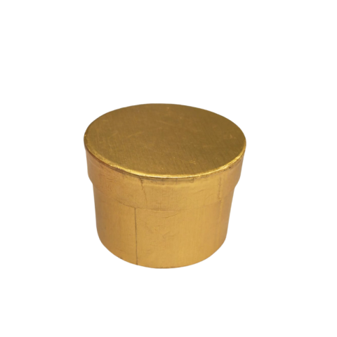 Cutii pentru cadouri - Cutie cadou rotunda aurie 9 cm finisaj lucios