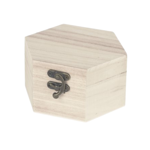 Cutii de bijuterii și lemn - Cutie lemn hexagonala 8.5x8.5x5 cm