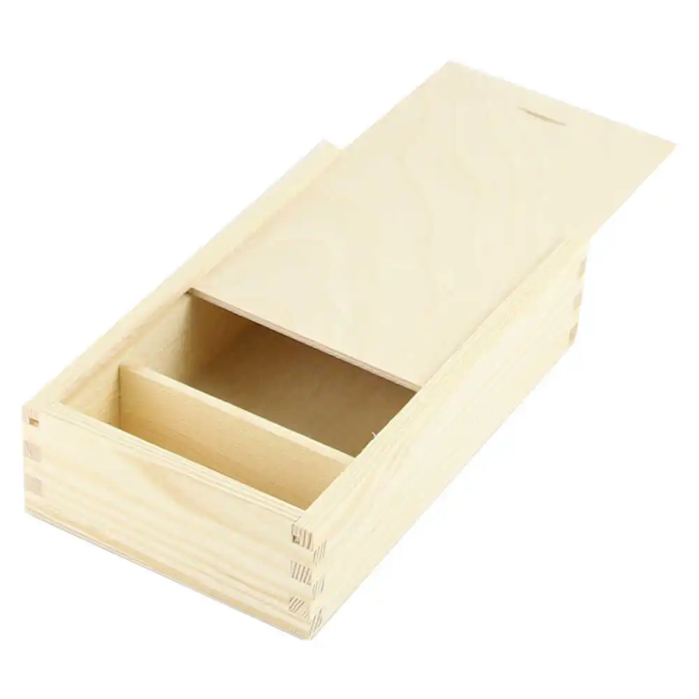 Casă și decorațiuni - Cutie din lemn natur cu 2 compartimente 21 x 12 x 5 cm