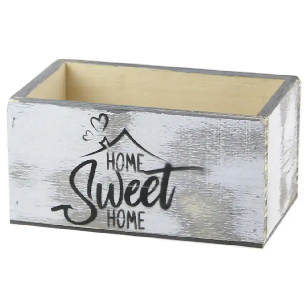 Cutie lemn Home Sweet Home alb antichizat 18 x 11 x 9 cm [2]