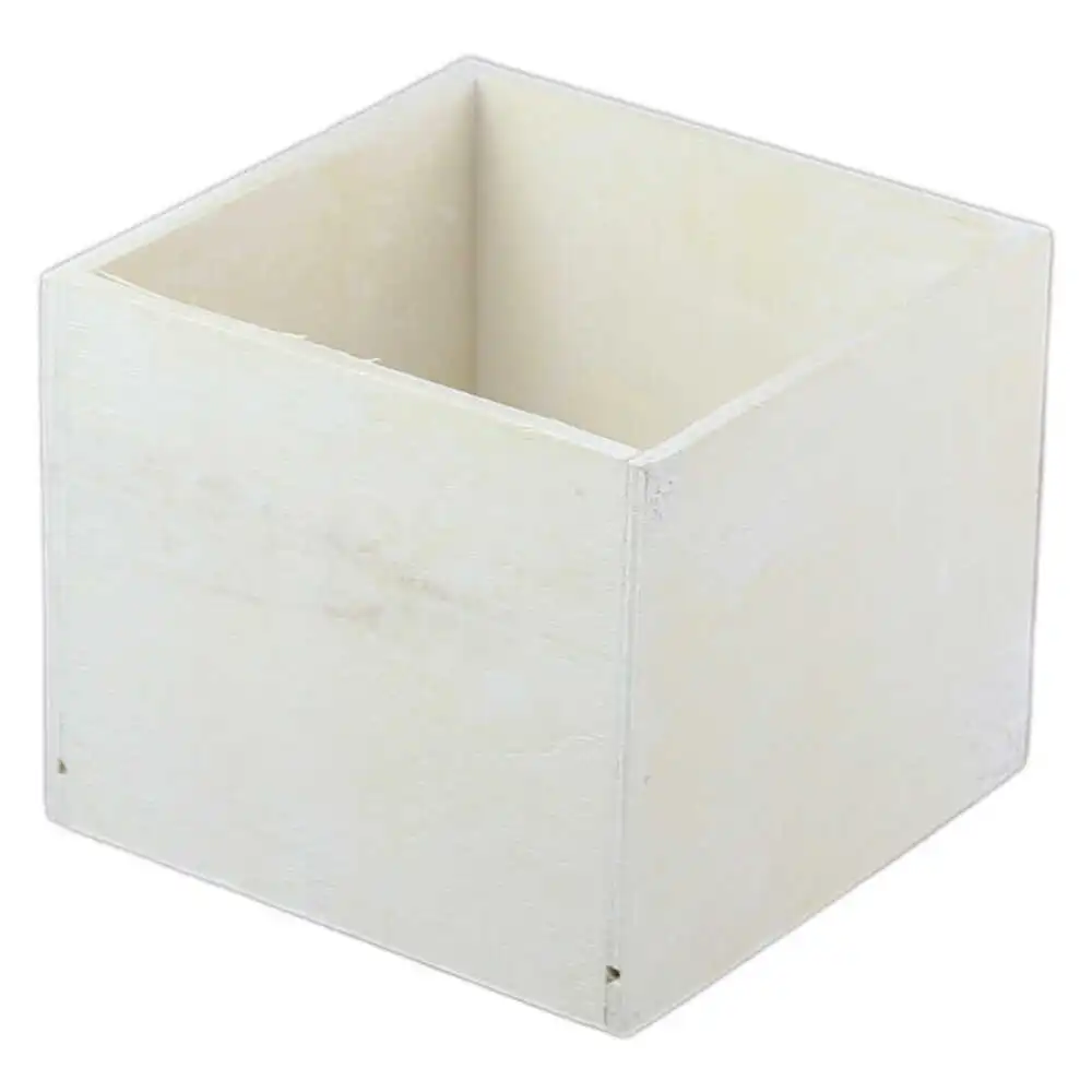 Accesorii craft - Cutie lemn pentru aranjamente decorative 13x13x11 cm alb