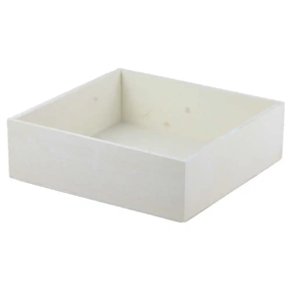 Accesorii craft - Cutie lemn pentru aranjamente decorative 20x20x6 cm alb
