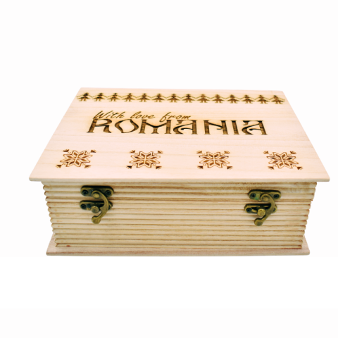 Cutie lemn personalizata gravata 17x23cm Romania traditional [2]