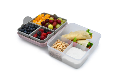 CUTIE PRANZ BENTO 2 NIVELE CU TACAMURI MELII ROZ MOV GRI [5]