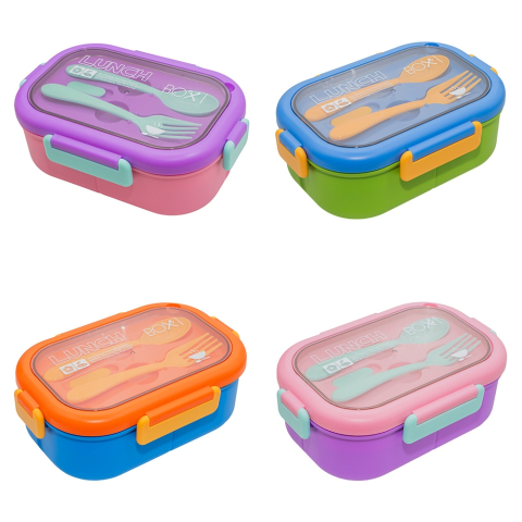 Noutăți Librăria Compas - Cutie sandwich compartimentata cu tacamuri 21.3 x 14.7 cm modele diferite