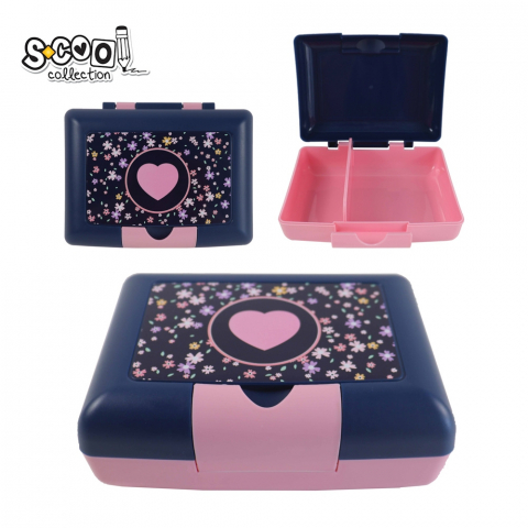 Noutăți Librăria Compas - Cutie sandwich compartimentata Pink Heart 900ml S Cool Collection