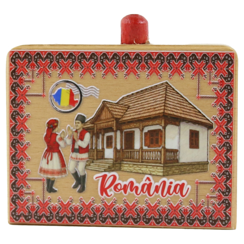 Cutii de bijuterii și lemn - Cutie sarpe Romania 8 x 6.5 cm dansatori populari
