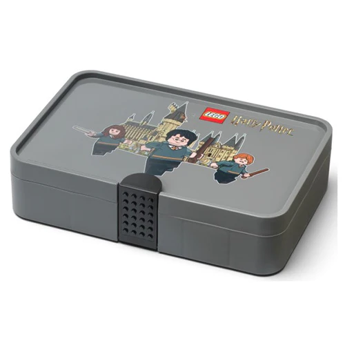 Jocuri educative și de societate - Cutie de depozitare LEGO Harry Potter cu compartimente gri 17.8 x 26.7 x 6.6 cm