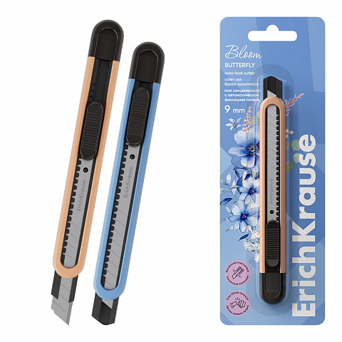 Cuttere și lame cutter - Cutter cu blocare automata ErichKrause Butterfly Pastel Bloom 9 mm culori diferite