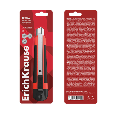 Cutter cu blocare automata ErichKrause Arrow 18 mm rosu [1]