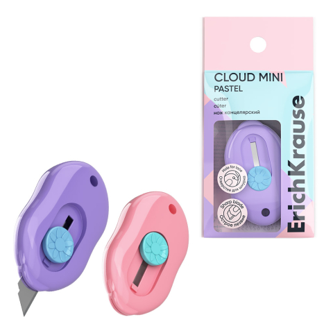 Cuttere și lame cutter - Cutter push-lock ErichKrause Cloud Mini Pastel diverse culori