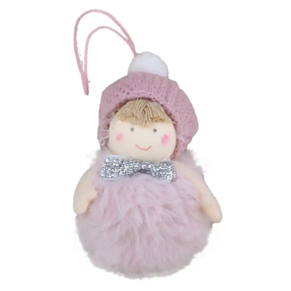 Decorațiuni pentru brad - Ornament de brad figurina puf cu caciula 8 cm