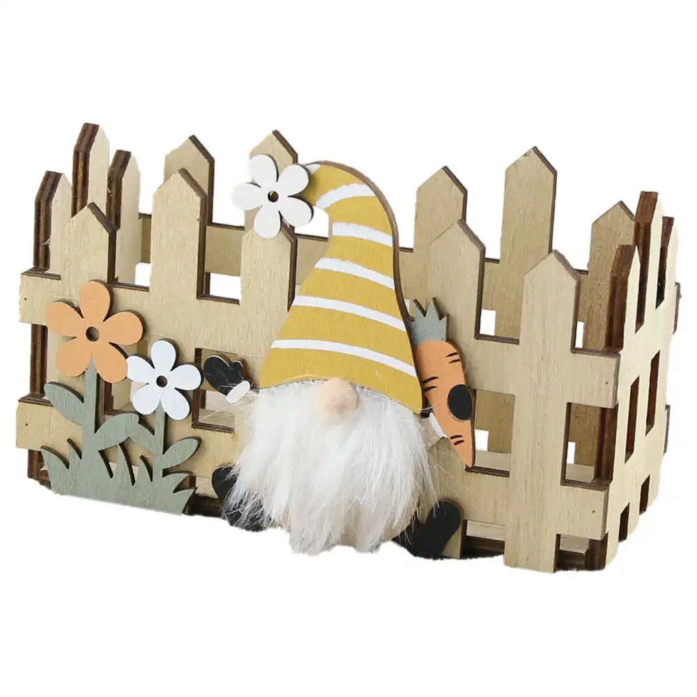 Casă și decorațiuni - Decor din lemn cutie gard cu spiridus 16x8x10 cm