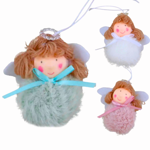 Decorațiuni pentru brad - Ornament de brad Ingeras puf 6 cm culori diferite