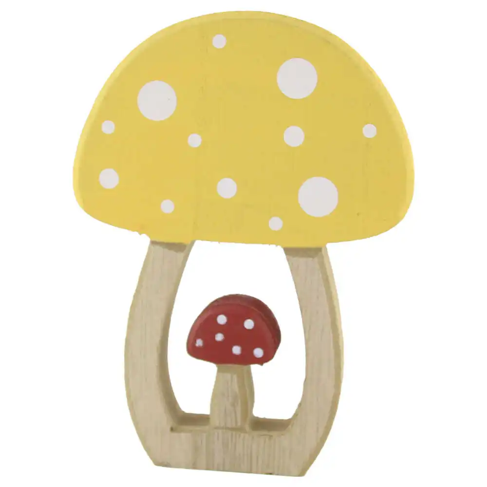 Ornamente și figurine decorative - Decor toamna Ciuperca din lemn 11 x 2 x 15 cm galben