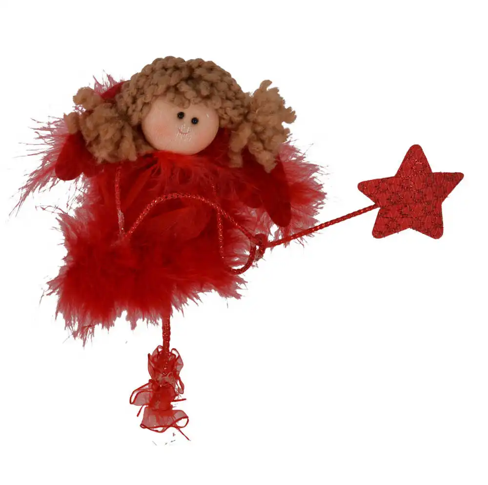 Decorațiuni de interior - Decoratiune de Craciun ingeras rosu cu steluta 19 cm