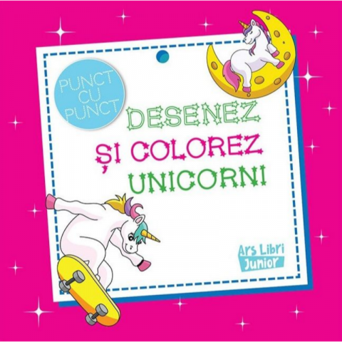 Cărți de colorat - Desenez si colorez unicorni. Punct cu punct