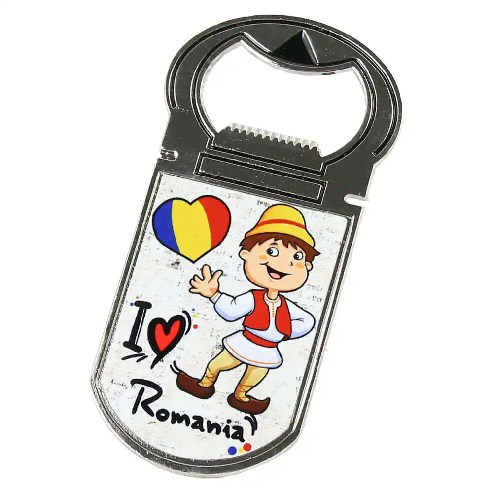 Casă și decorațiuni - Desfacator sticle cu magnet I love Romania 4x9 cm