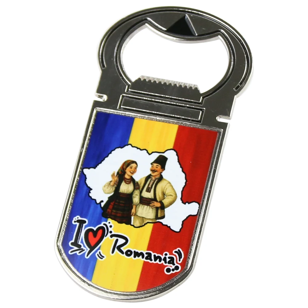 Magneți - Desfacator sticle cu magnet 4x9 cm I love Romania