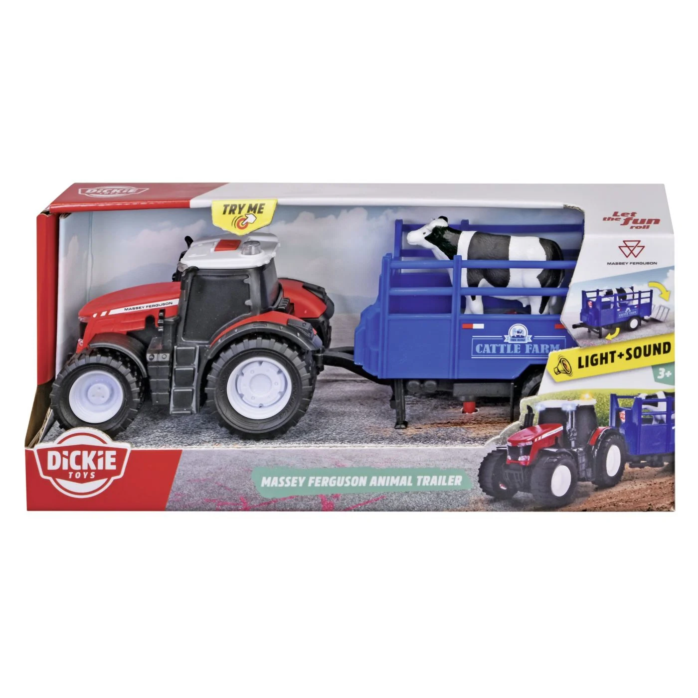 Mașinuțe de jucărie - Dickie Massey Ferguson Tractor si Remorca cu Sunete si Lumini