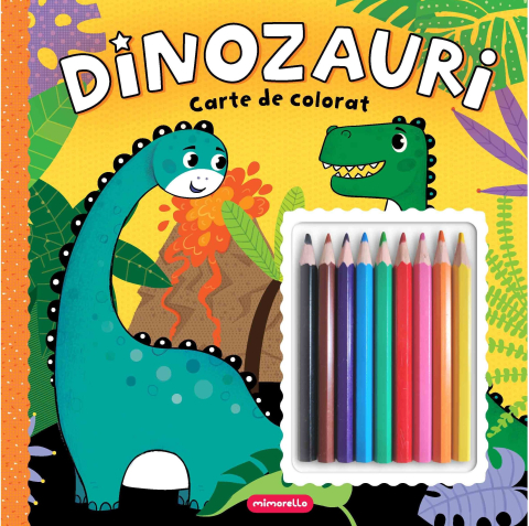 Cărți - Dinozauri. Carte de colorat cu creioane colorate
