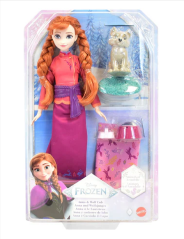 Jucării și jocuri - Disney Frozen Papusa Anna and Wolf Cub Mattel