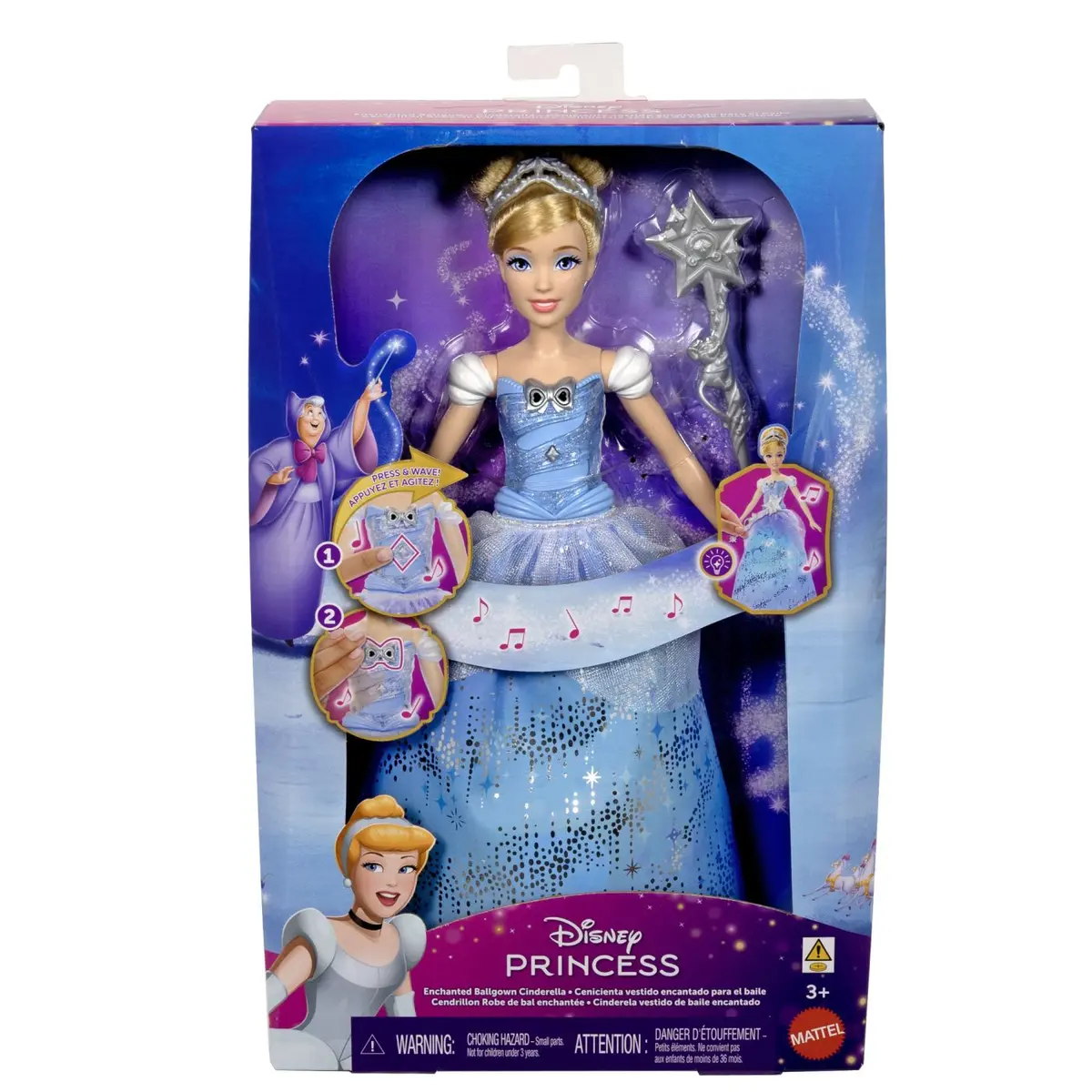 Păpusi - Papusa interactiva Disney Princess - Cenusareasa cu rochie luminoasa