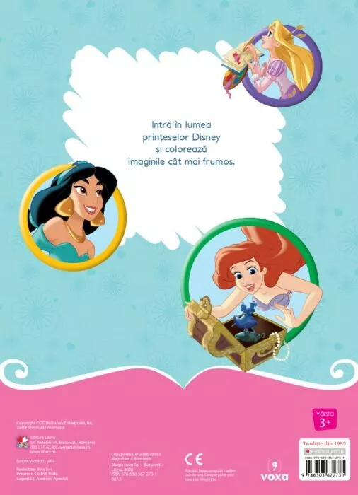 Disney Printese. Magia culorilor. Carte de colorat 4 creioane cerate [1]