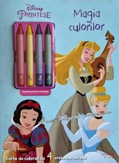 Cărți pentru copii - Disney Printese. Magia culorilor. Carte de colorat 4 creioane cerate