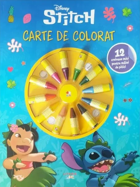Cărți - Stitch. Carte de colorat 12 creioane