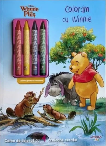 Cărți pentru copii - Disney. Winnie de plus. Coloram cu winnie. 4 creioane cerate