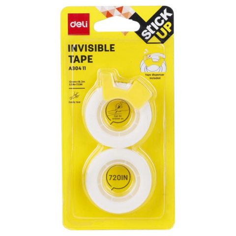 Benzi adezive și dispensere - Dispenser banda adeziva 2/set 12 mm x 18.3 m Deli