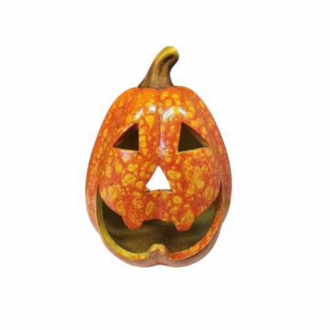 Ornamente și figurine decorative - Dovleac Halloween din ceramica pentru lumanare 11 x 11 x 15 cm