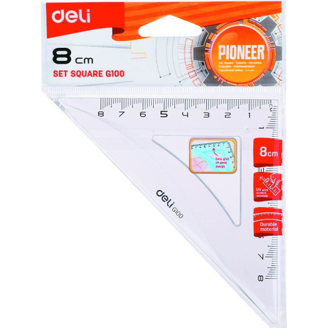 Rigle și Echere - Echer 45 de Grade 8cm Transparent Deli