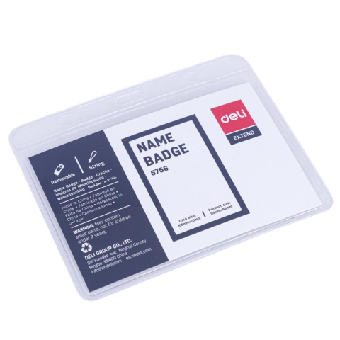 Ecusoane - Ecuson orizontal 105x70mm cu clips si snur textil Deli