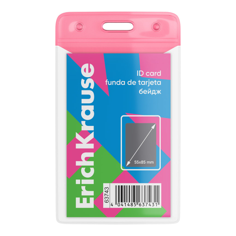 Comunicare și prezentare - Ecuson vertical PVC ErichKrause neon roz 55 x 85 mm