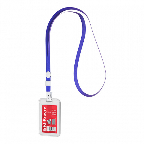 Noutăți Librăria Compas - Card de identitate vertical cu snur ErichKrause 54x85 mm albastru