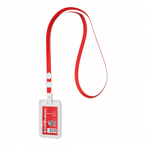 Noutăți Librăria Compas - Card de identitate vertical cu snur ErichKrause 54x85 mm rosu