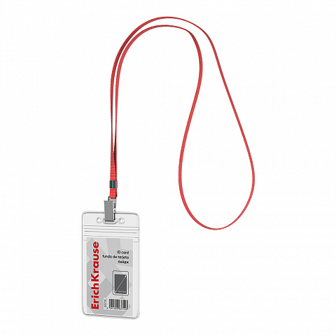 Noutăți Librăria Compas - Card de identitate vertical cu snur ErichKrause 62x91 mm rosu