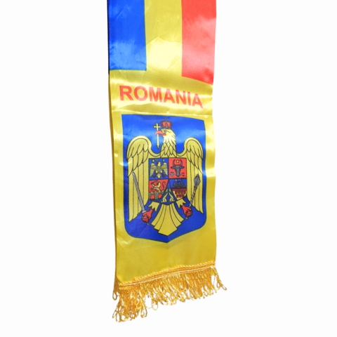 Esarfa Romania cu stema si franjuri 14 x 130 cm [1]