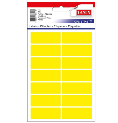 Etichete adezive - Etichete 19x50mm colturi rotunde galbene 70 buc /set Tanex