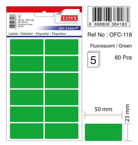 Etichete 23x50mm rotunde verzi 60 buc /set Tanex [1]