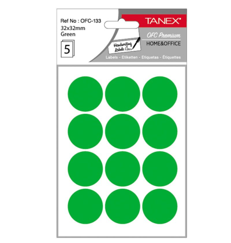 Papetărie și articole din hârtie - Etichete rotunde 32mm verzi 60 etichete /tipla Tanex