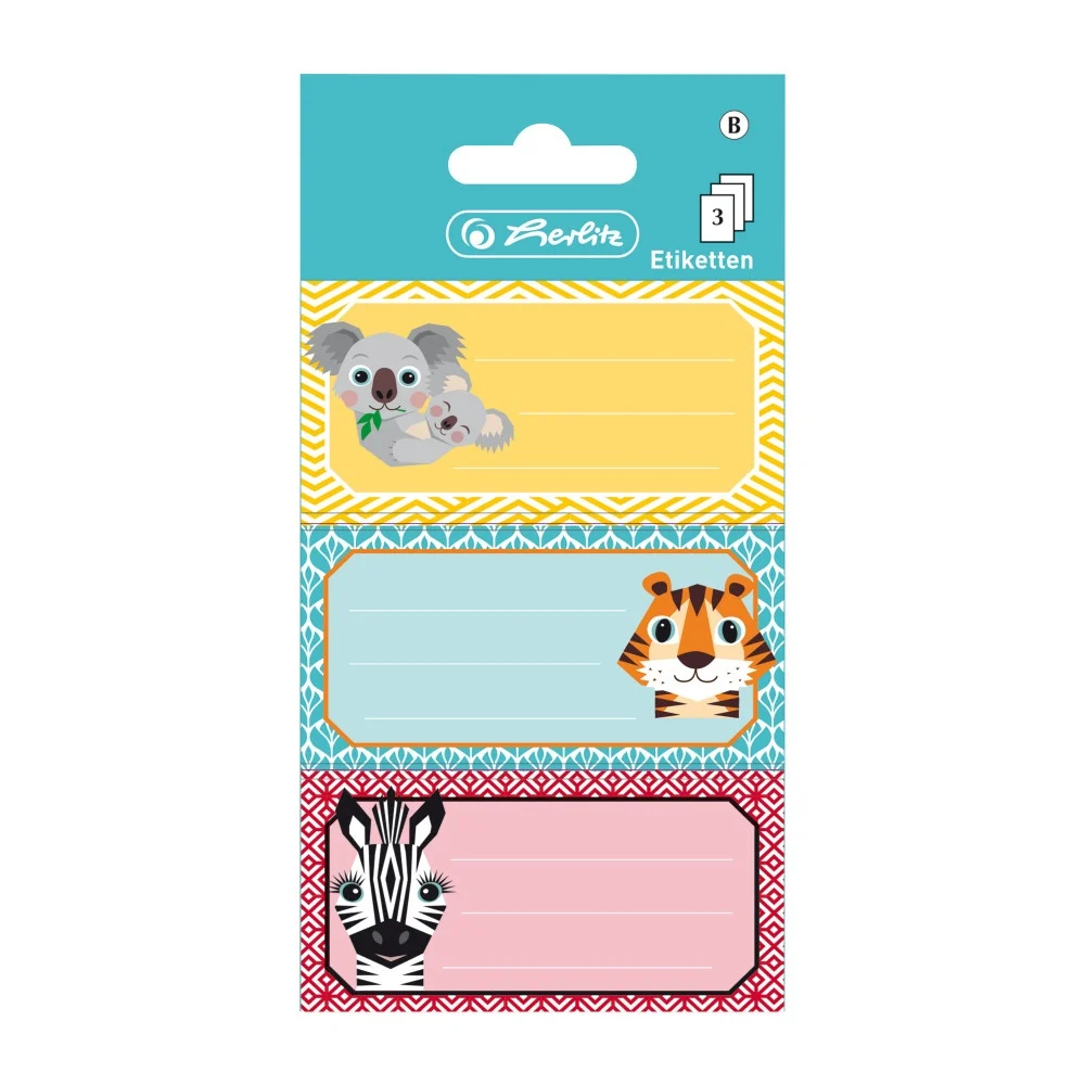 Etichete școlare - Etichete scolare Cute Animals set 3 x 3 coli Herlitz