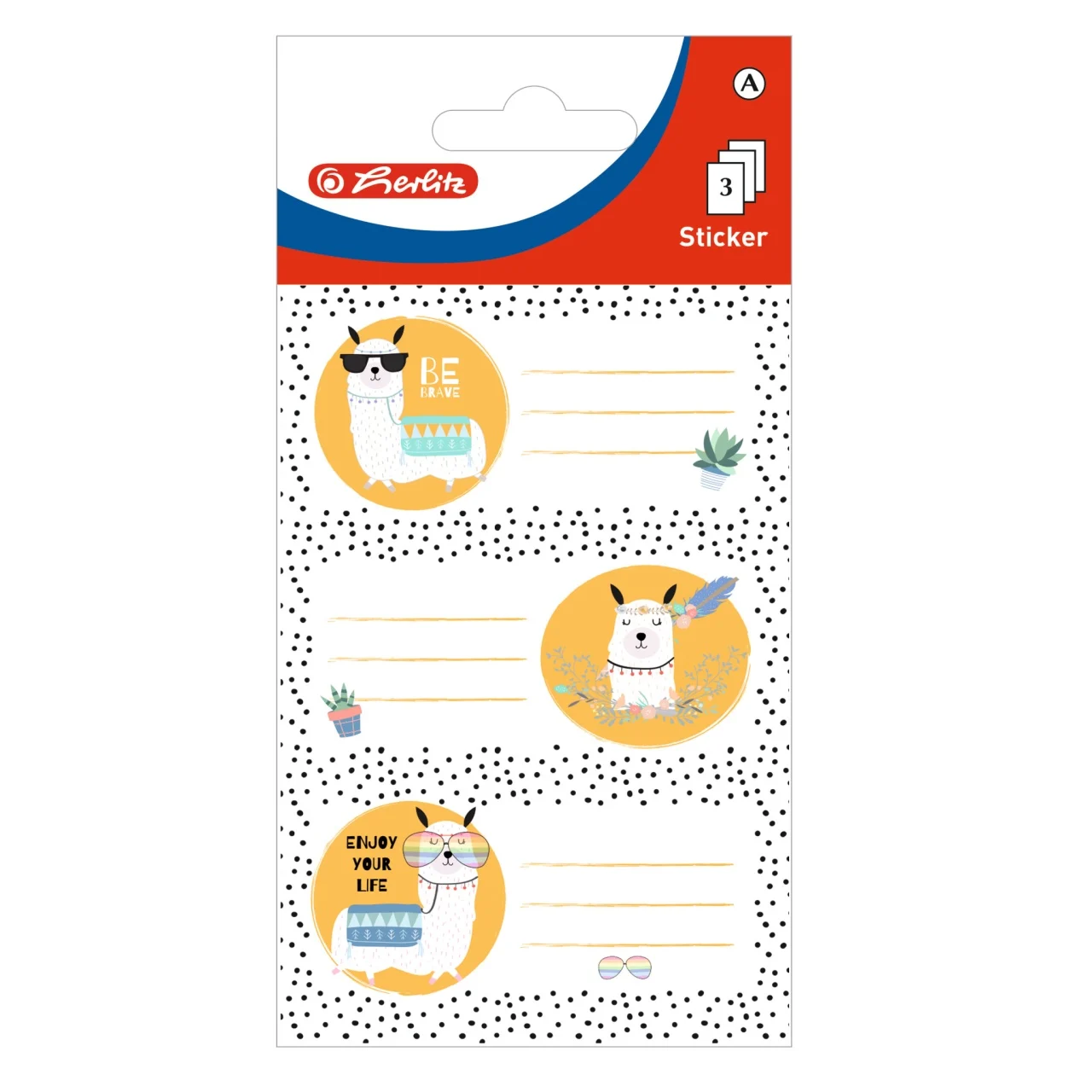 Rechizite școlare - Etichete scolare Llama set 3x3 coli Herlitz