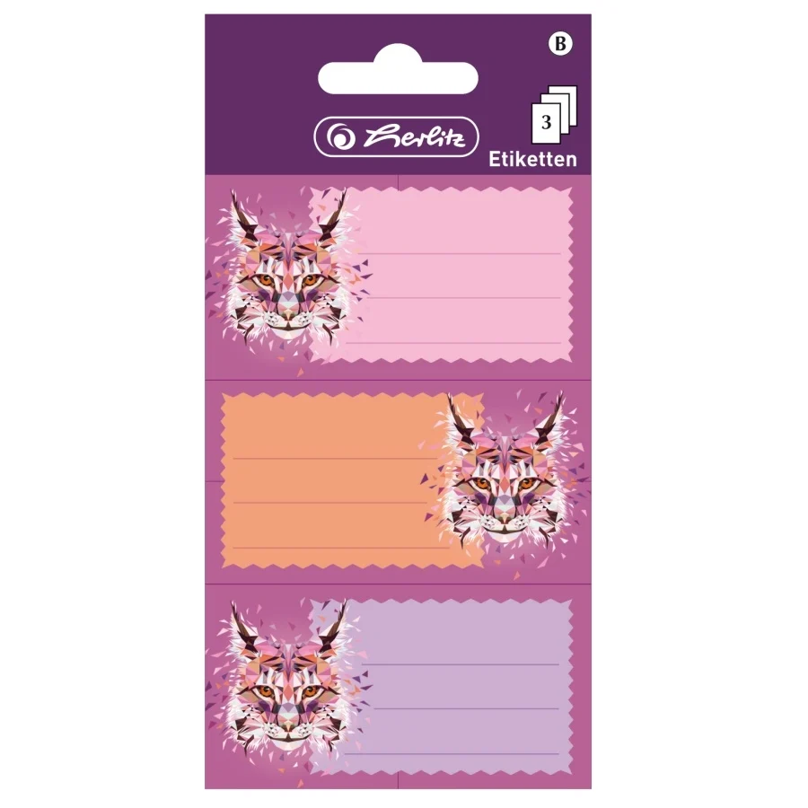 Etichete școlare - Etichete scolare Wild Animals Lynx set 3 x 3 coli