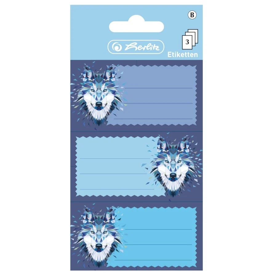 Etichete școlare - Etichete scolare Wild Animals Wolf set 3x3 coli